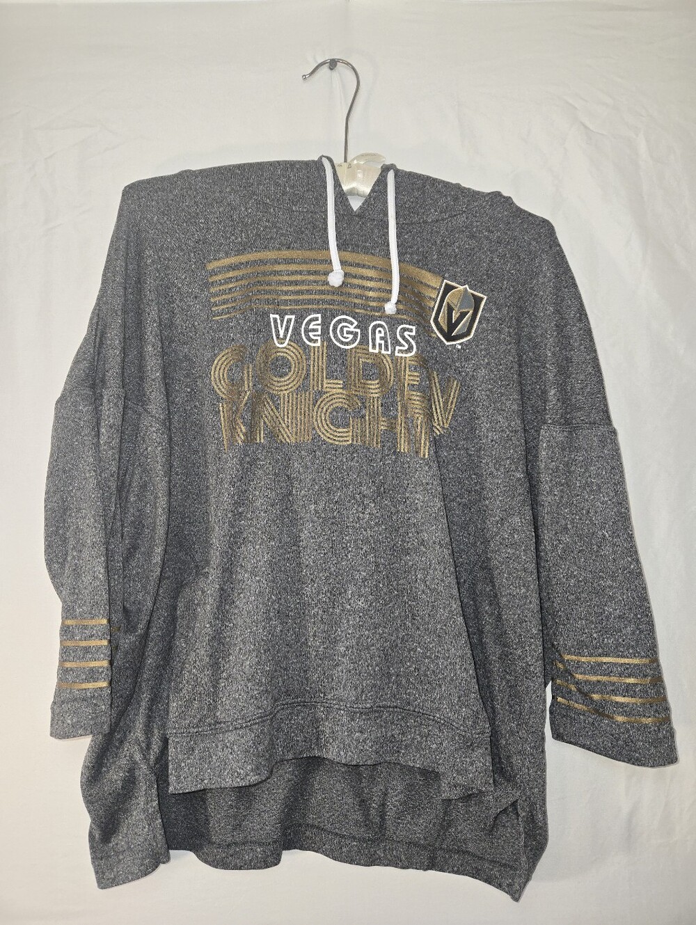 Vegas Golden Knights VGK US Womens L Light Hoodie Gray Gold White Oversized